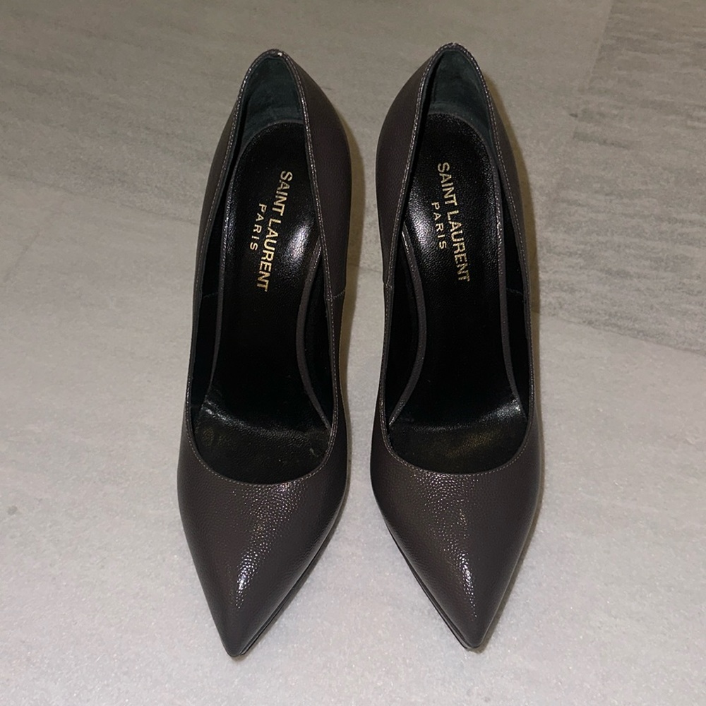 Saint Laurent Janis 8.5 (38.5) grey patent leather platform pump